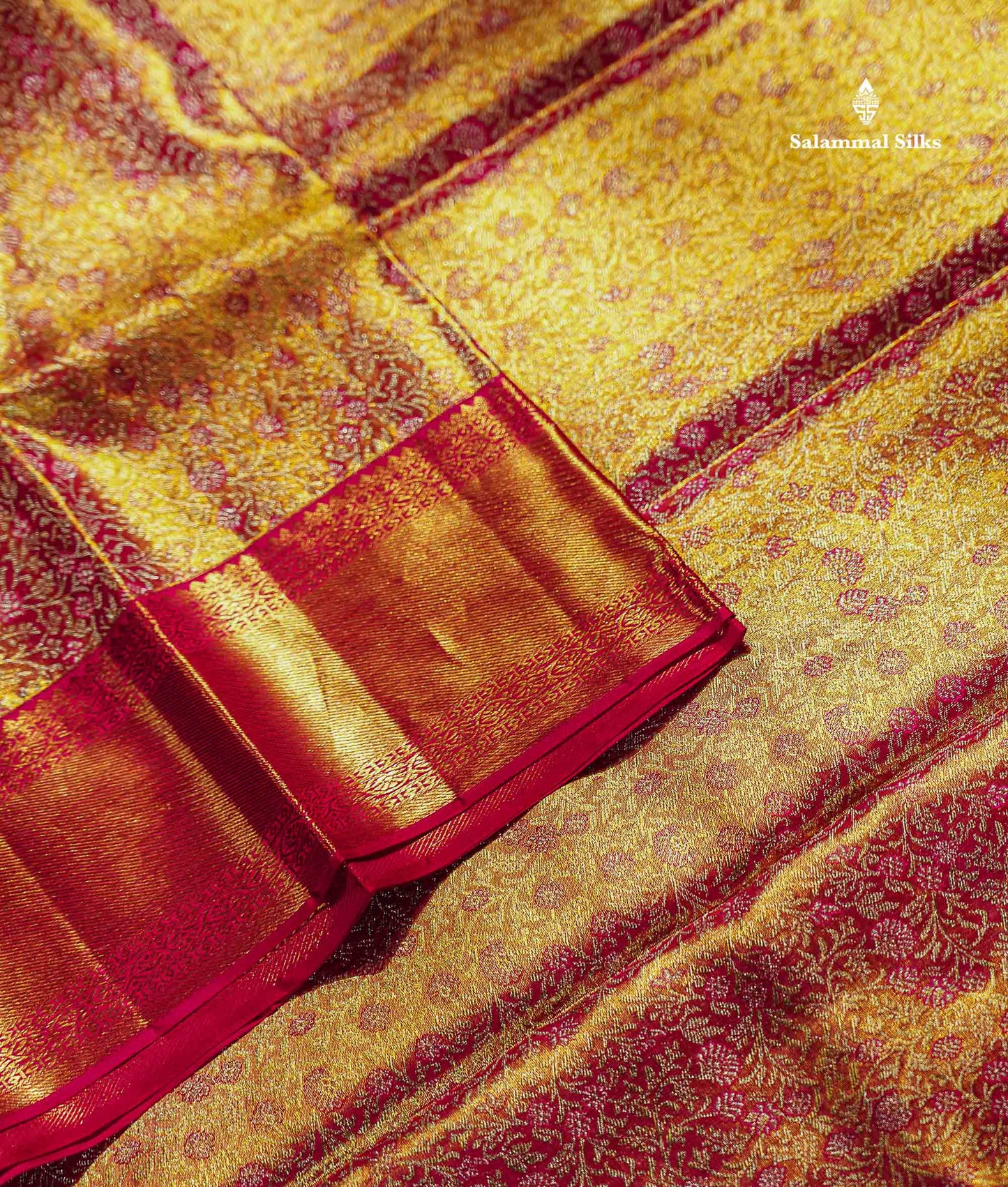 Beautiful Pink Tissue Bridal Pure Kanjivaram Silk Saree With Contrast Rani Pink Traditional Border