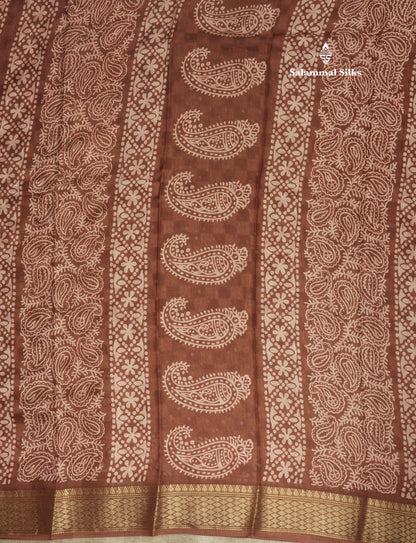 Pastel Violet Semi Dola Fancy Saree Printed Design With Traditional Zari Border