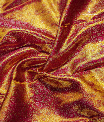 Beautiful Pink Tissue Bridal Pure Kanjivaram Silk Saree With Contrast Rani Pink Traditional Border