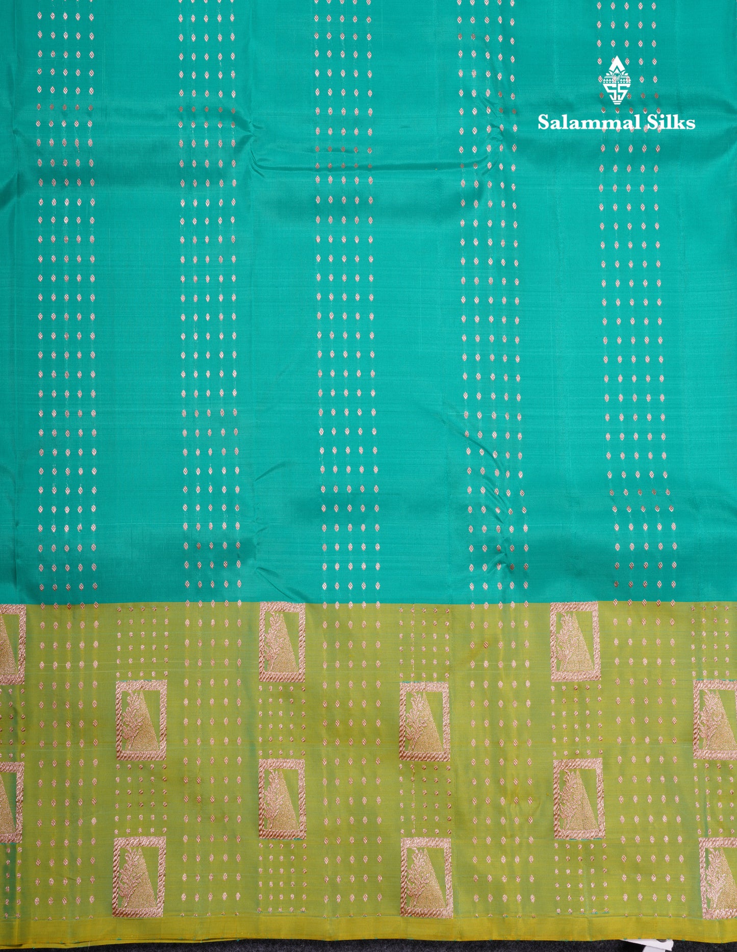 Sapphire Green Pure Silk Mix Saree With Contrast Pista Green Border