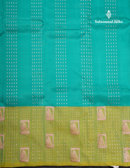 Sapphire Green Pure Silk Mix Saree With Contrast Pista Green Border