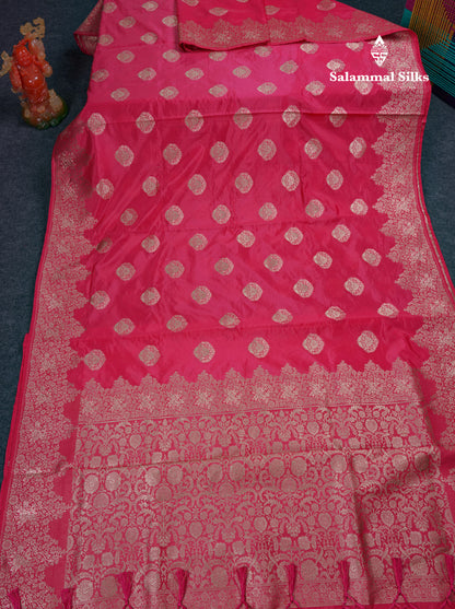 Beautiful Green Semi Raw Silk Saree With Fancy Border