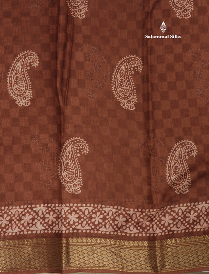 Pastel Violet Semi Dola Fancy Saree Printed Design With Traditional Zari Border