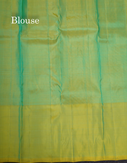 Sapphire Green Pure Silk Mix Saree With Contrast Pista Green Border