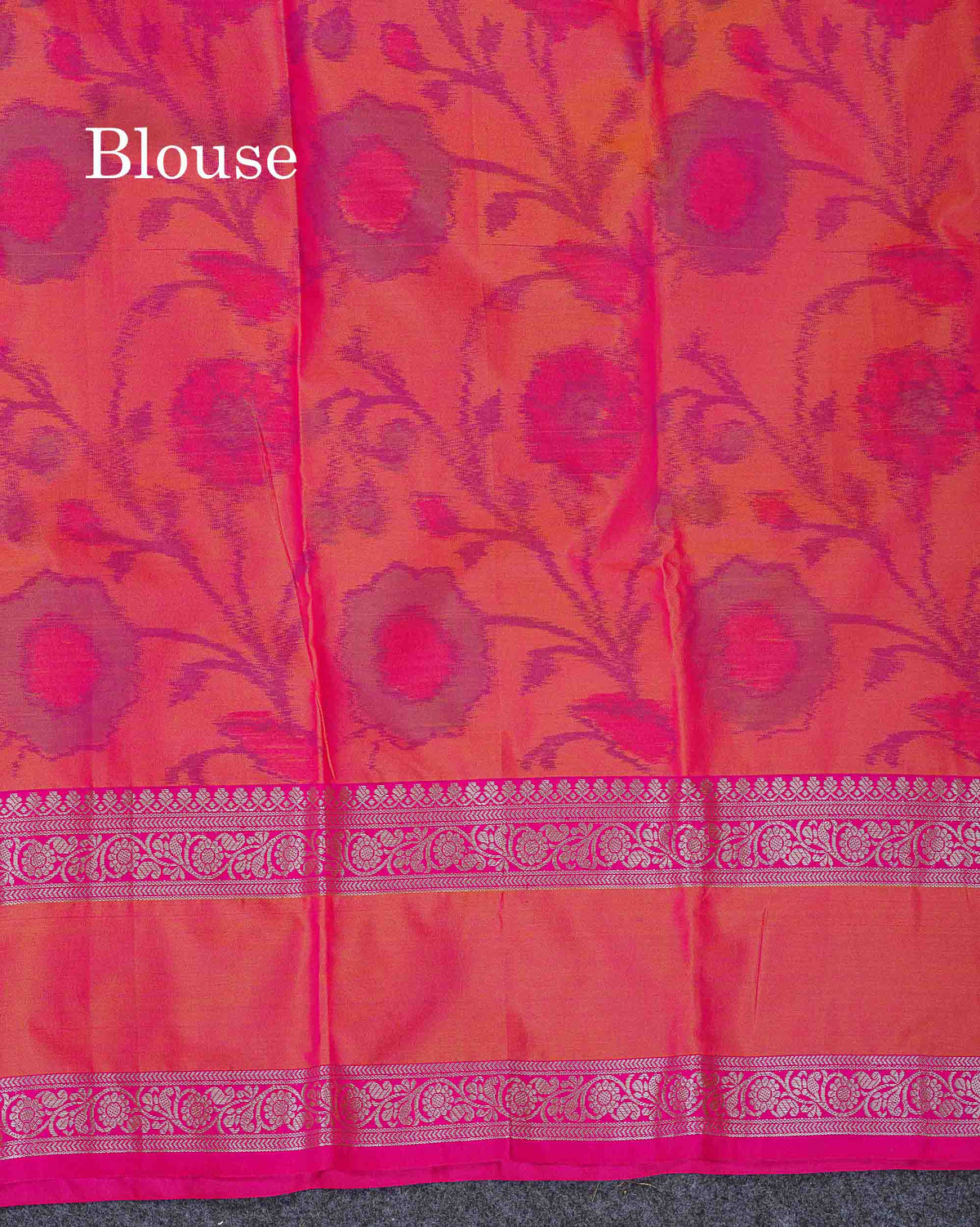 Semi Silk Saree - Pinkish Orange Colour Body Zari Butta With Pochampally Fancy Border