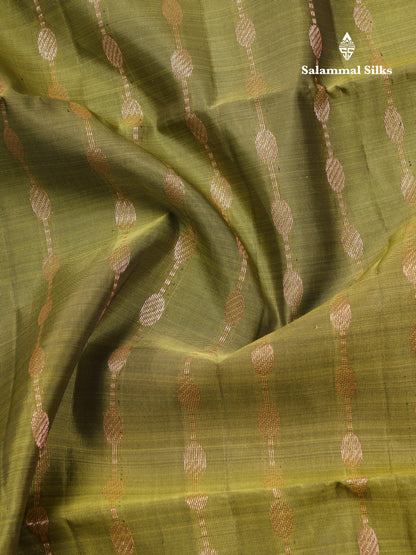 Olive Green Pure Silk Mix Soft Silk Saree With Contrast Magenta Border