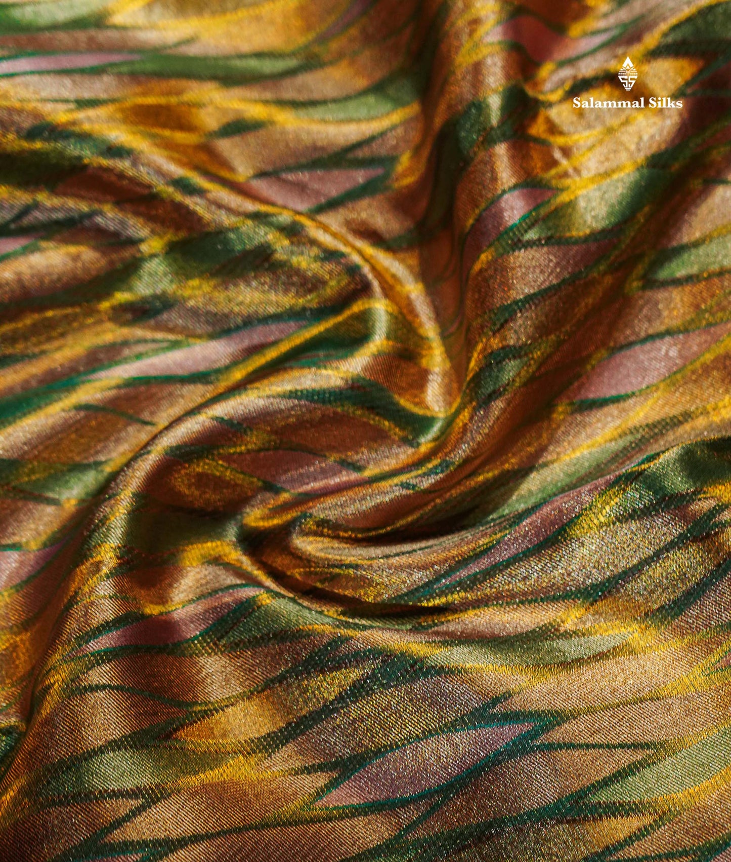 Beautiful Multicolor Tissue Pure Kanjivaram Silk Saree with Contrast Baby Pink Traditional Border