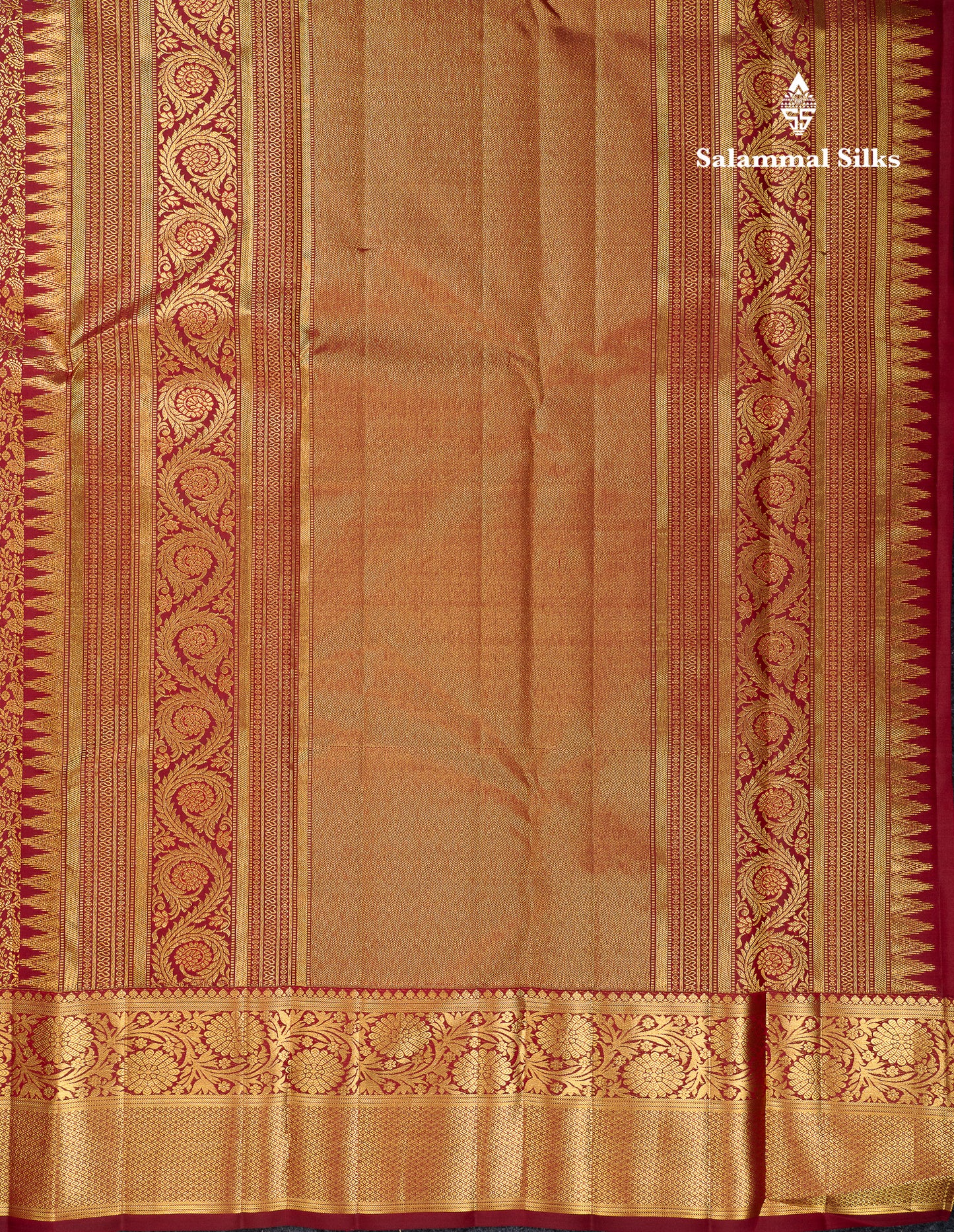 Beautiful Dark Maroon Bridal Pure Kanjivaram Silk Saree With Traditional Border
