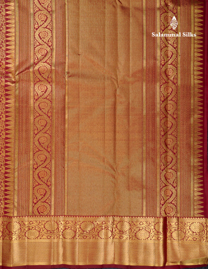 Beautiful Dark Maroon Bridal Pure Kanjivaram Silk Saree With Traditional Border