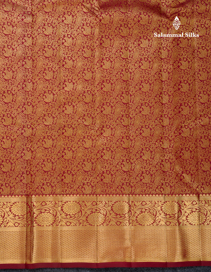 Beautiful Dark Maroon Bridal Pure Kanjivaram Silk Saree With Traditional Border