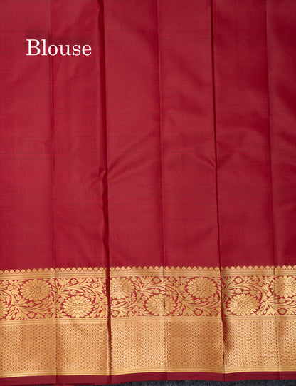 Beautiful Dark Maroon Bridal Pure Kanjivaram Silk Saree With Traditional Border