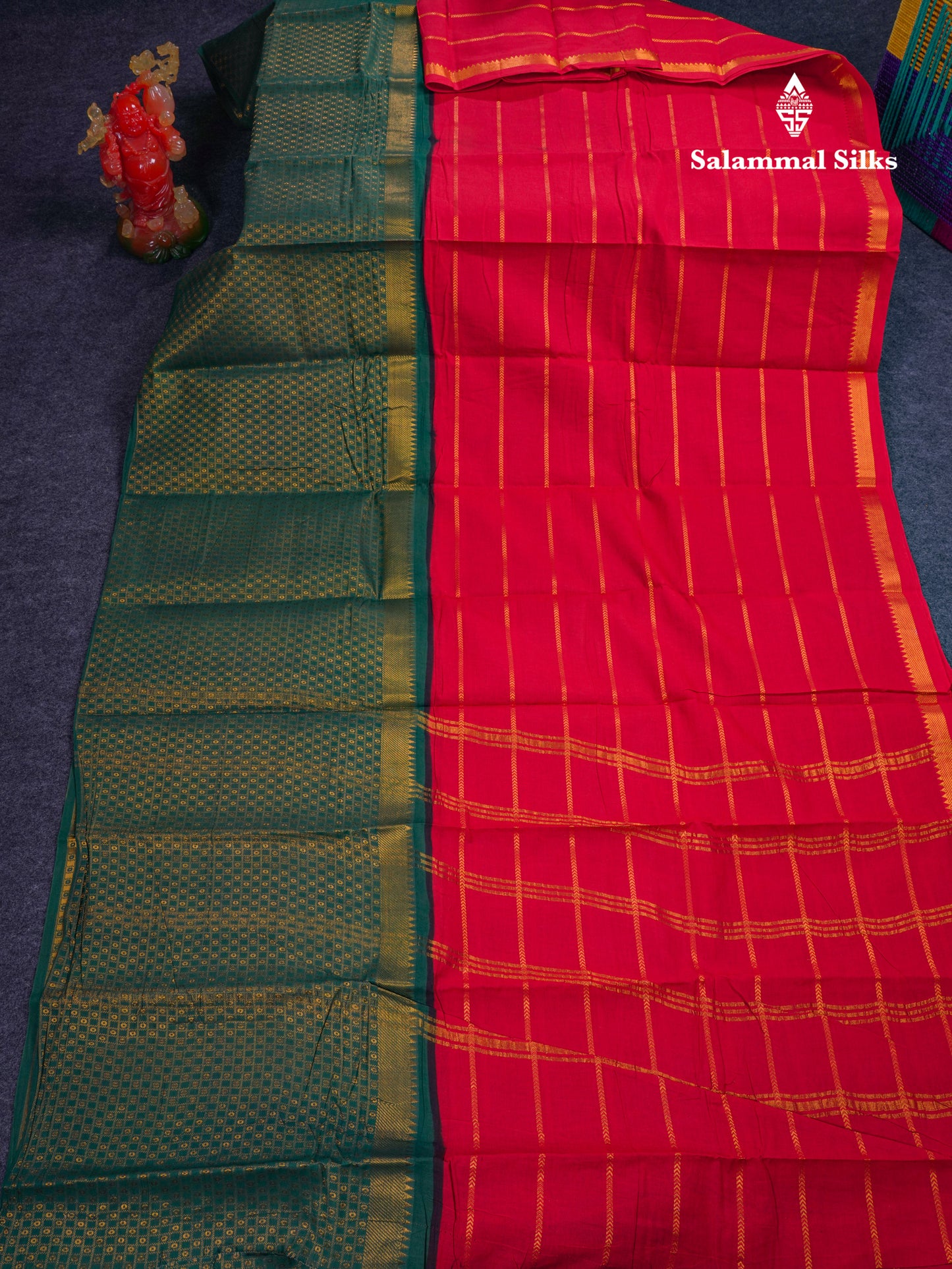 Beautiful Black Sungudi Cotton Saree With Contrast Peach Traditional Long Border