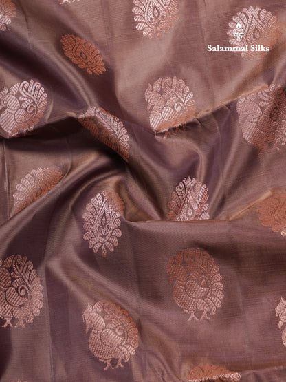 Light Chocolate Pure Silk Mix Soft Silk Saree With Contrast Parrot Green Meenakari Work Border