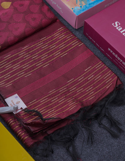 Dark Maroon Beautiful Fancy Saree With Blouse