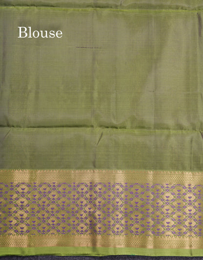 Light Chocolate Pure Silk Mix Soft Silk Saree With Contrast Parrot Green Meenakari Work Border