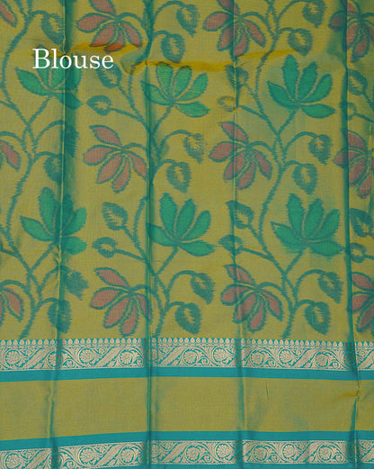 Semi Silk Saree - Orange Colour Body Zari Butta With Pochampally Fancy Border