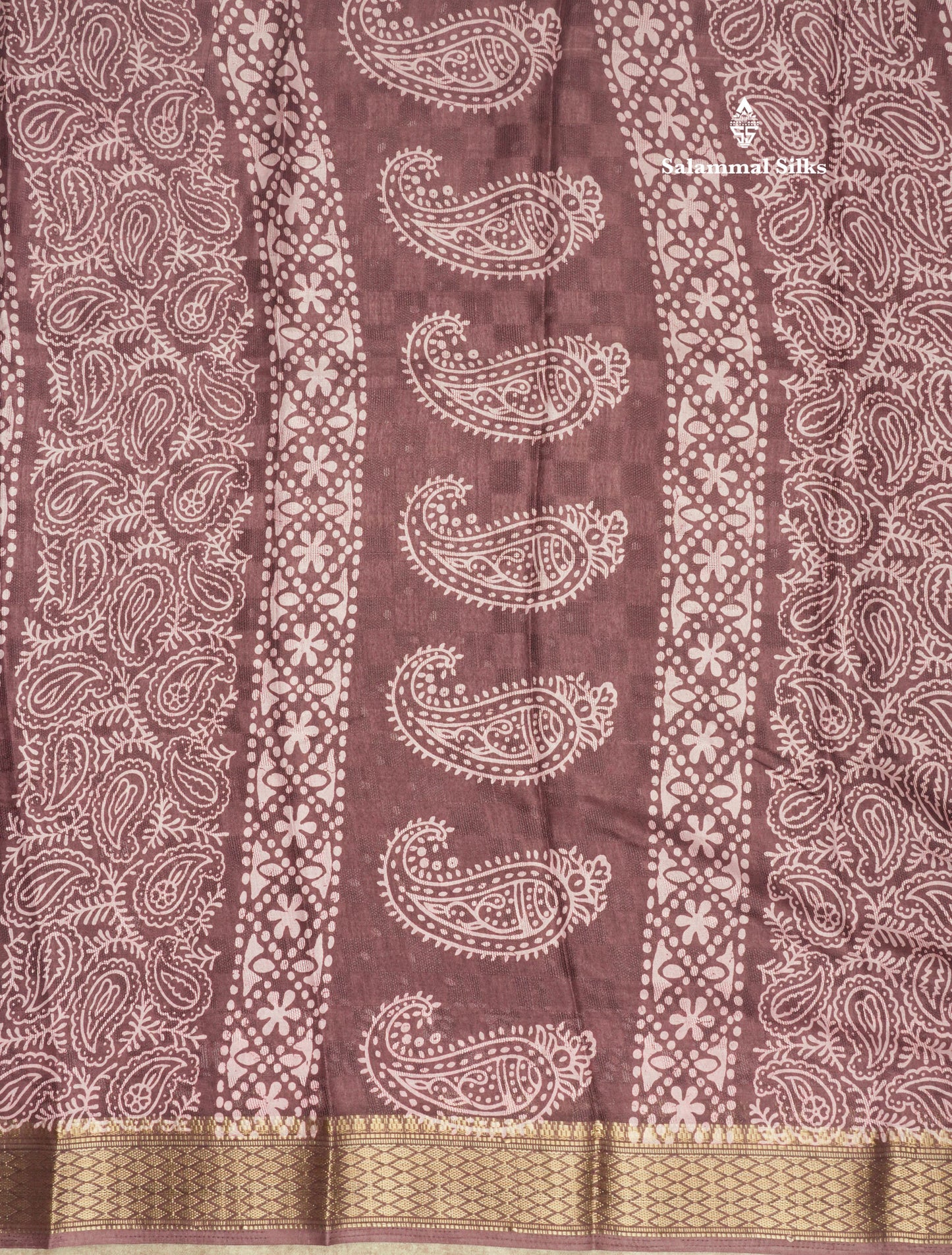 Pastel Violet Semi Dola Fancy Saree Printed Design With Traditional Zari Border