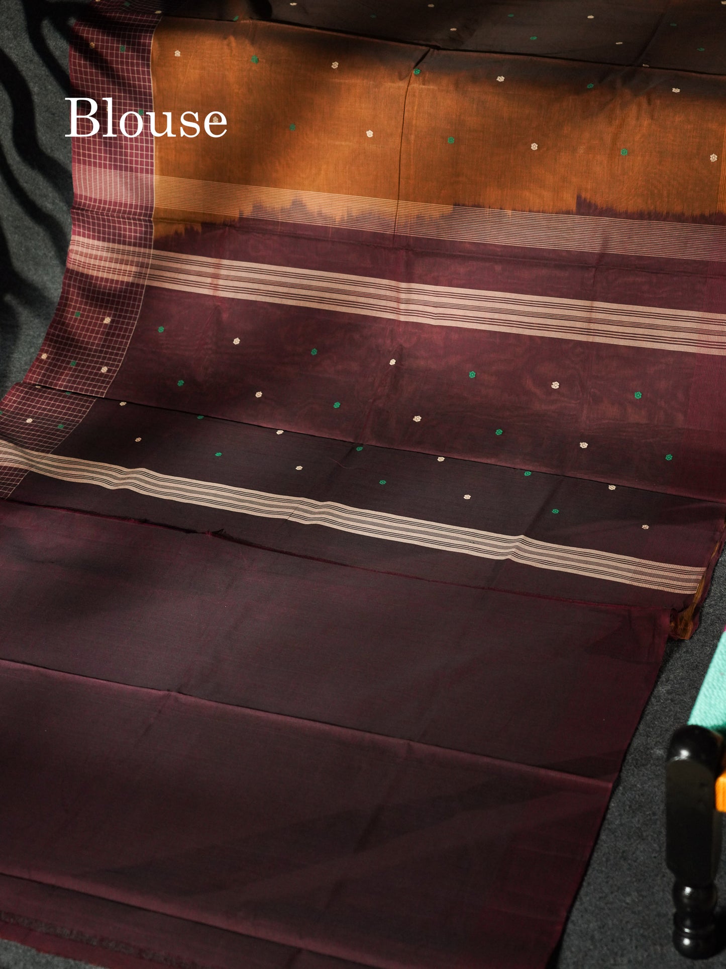 Beautiful Olive Mustard Yellow Thread Work Butta Handloom Pure Cotton Saree With Contrast Maroon Checks Border