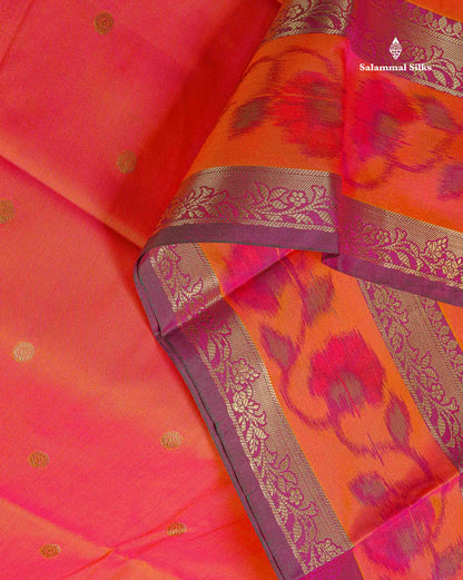 Semi Silk Saree - Olive Green Colour Body Zari Butta With Pochampally Fancy Border