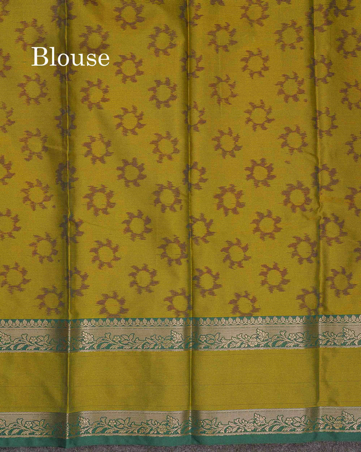 Semi Silk Saree - Olive Green Colour Body Zari Butta With Pochampally Fancy Border