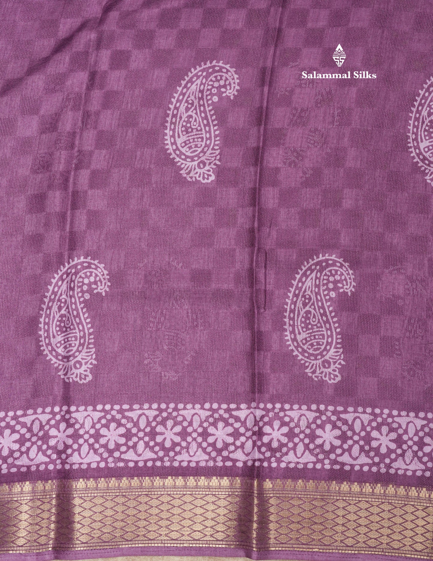 Pastel Violet Semi Dola Fancy Saree Printed Design With Traditional Zari Border