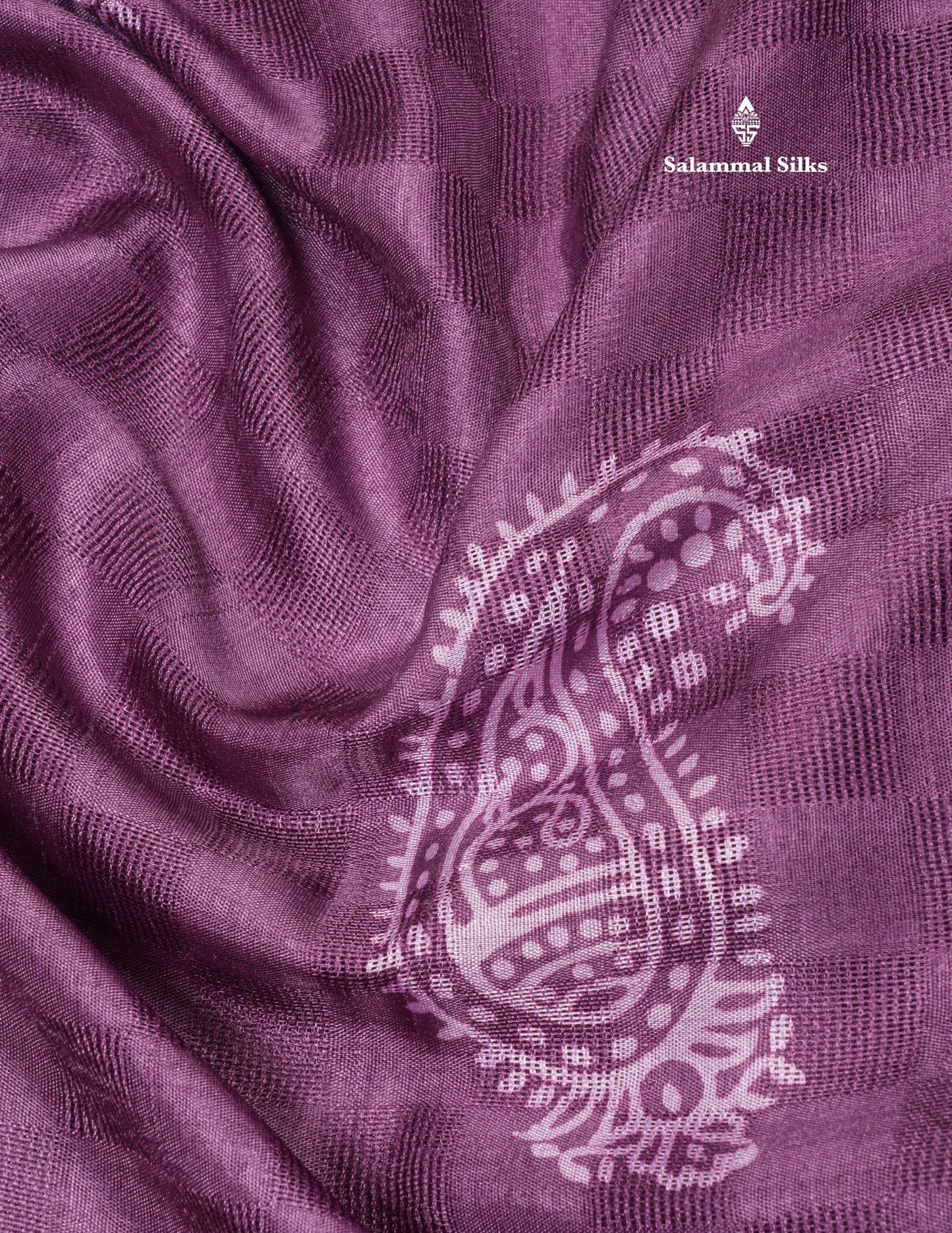 Pastel Violet Semi Dola Fancy Saree Printed Design With Traditional Zari Border