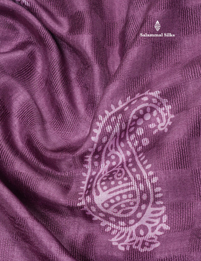 Pastel Violet Semi Dola Fancy Saree Printed Design With Traditional Zari Border