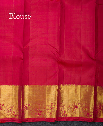Beautiful Vadamalli Pure Kanjivaram Silk Saree With Contrast Pinkish Red Traditional Evening Morning Border