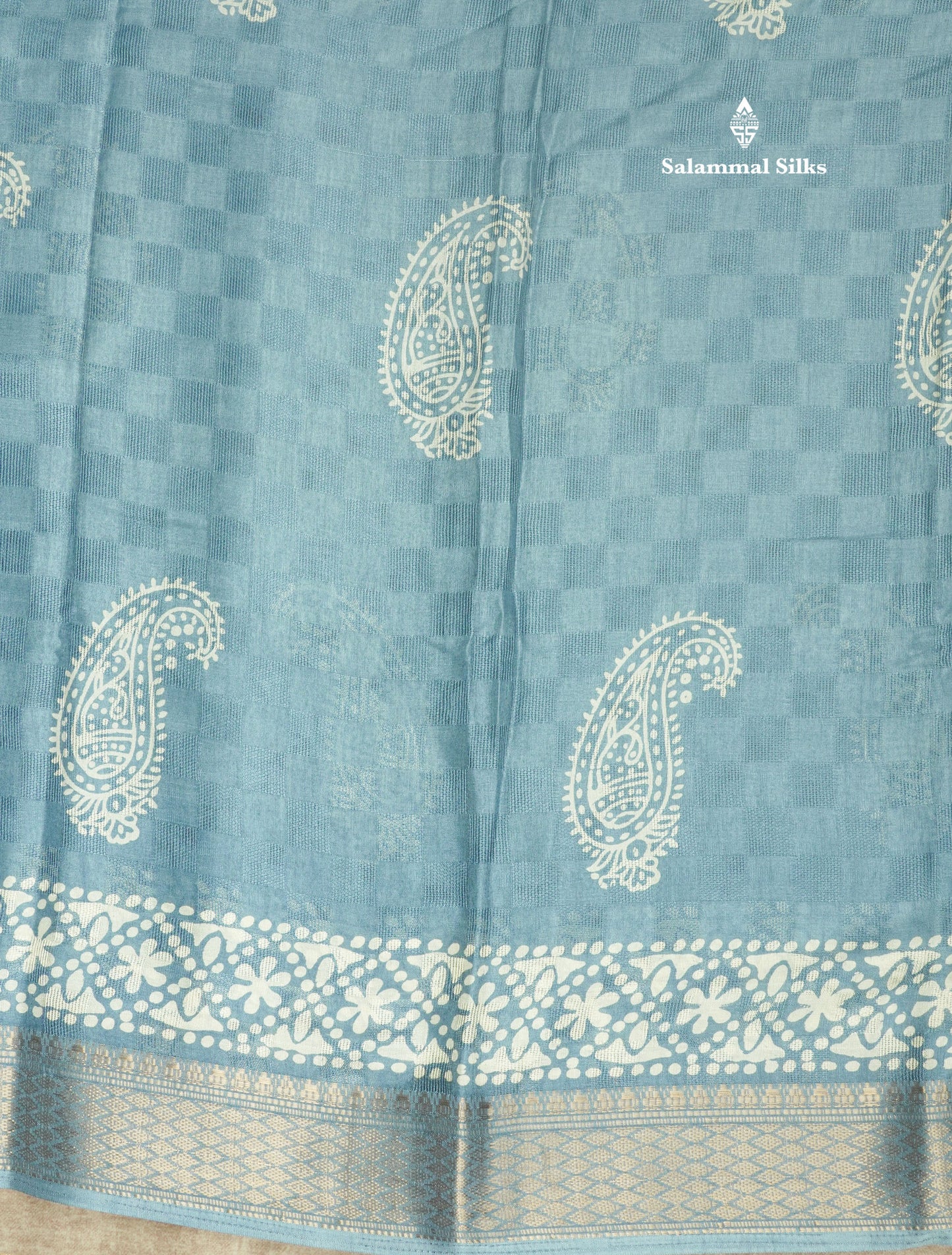 Pastel Violet Semi Dola Fancy Saree Printed Design With Traditional Zari Border