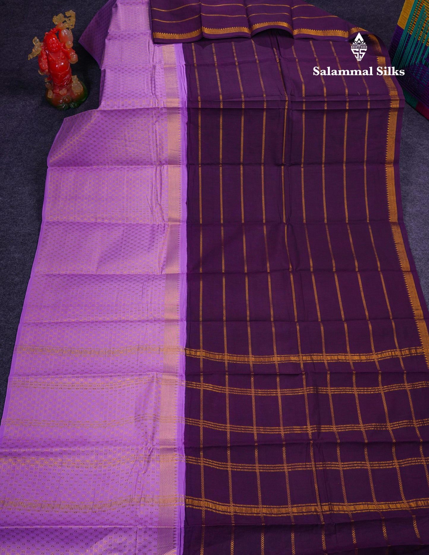 Beautiful Black Sungudi Cotton Saree With Contrast Peach Traditional Long Border