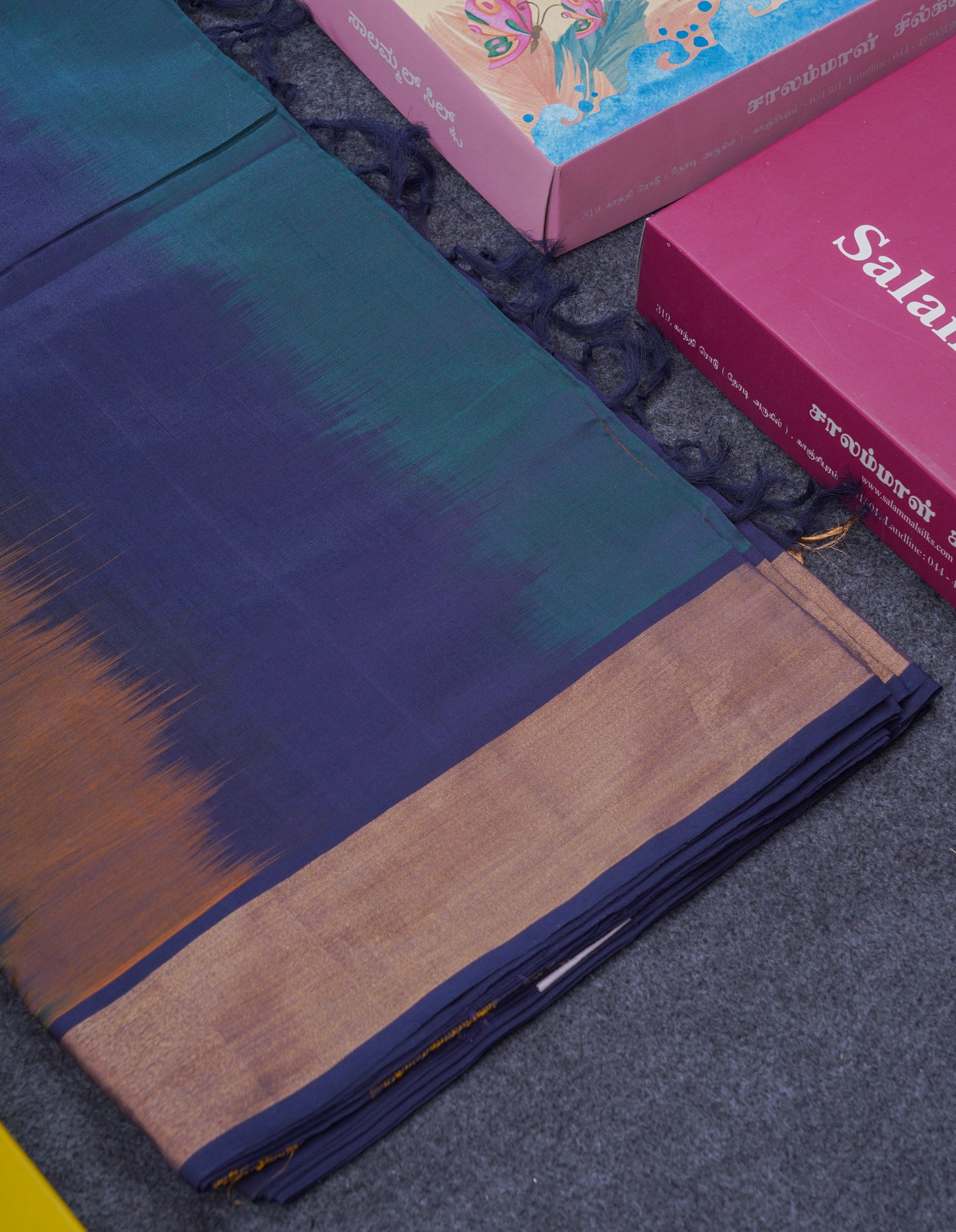 Multicolour Beautiful Semi Silk Cotton Saree With Violet Tissue Border