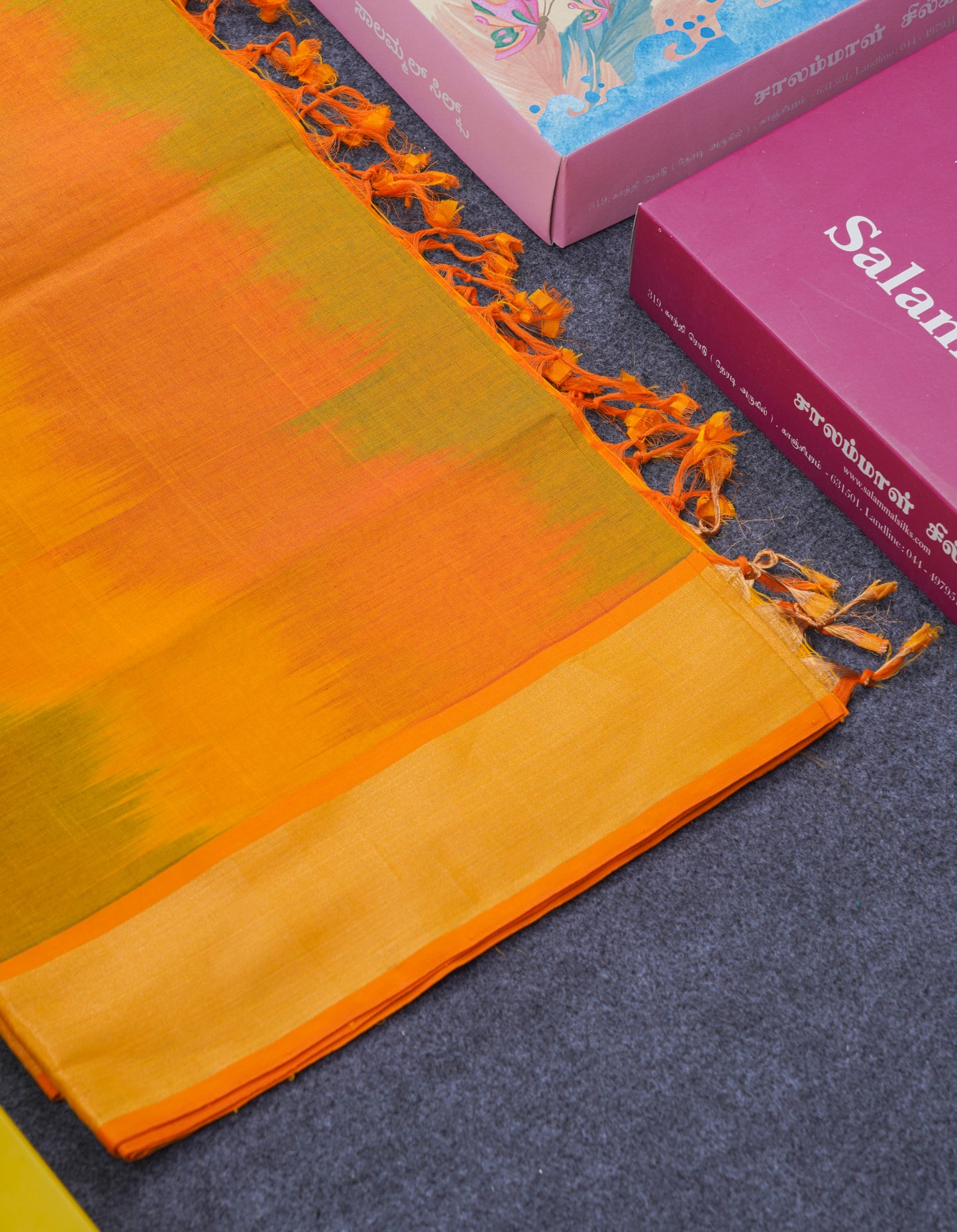 Multicolour Beautiful Semi Silk Cotton Saree With Violet Tissue Border