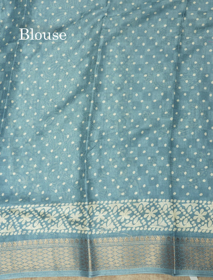 Pastel Violet Semi Dola Fancy Saree Printed Design With Traditional Zari Border