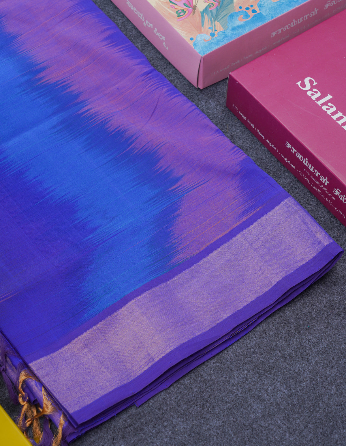 Multicolour Beautiful Semi Silk Cotton Saree With Violet Tissue Border