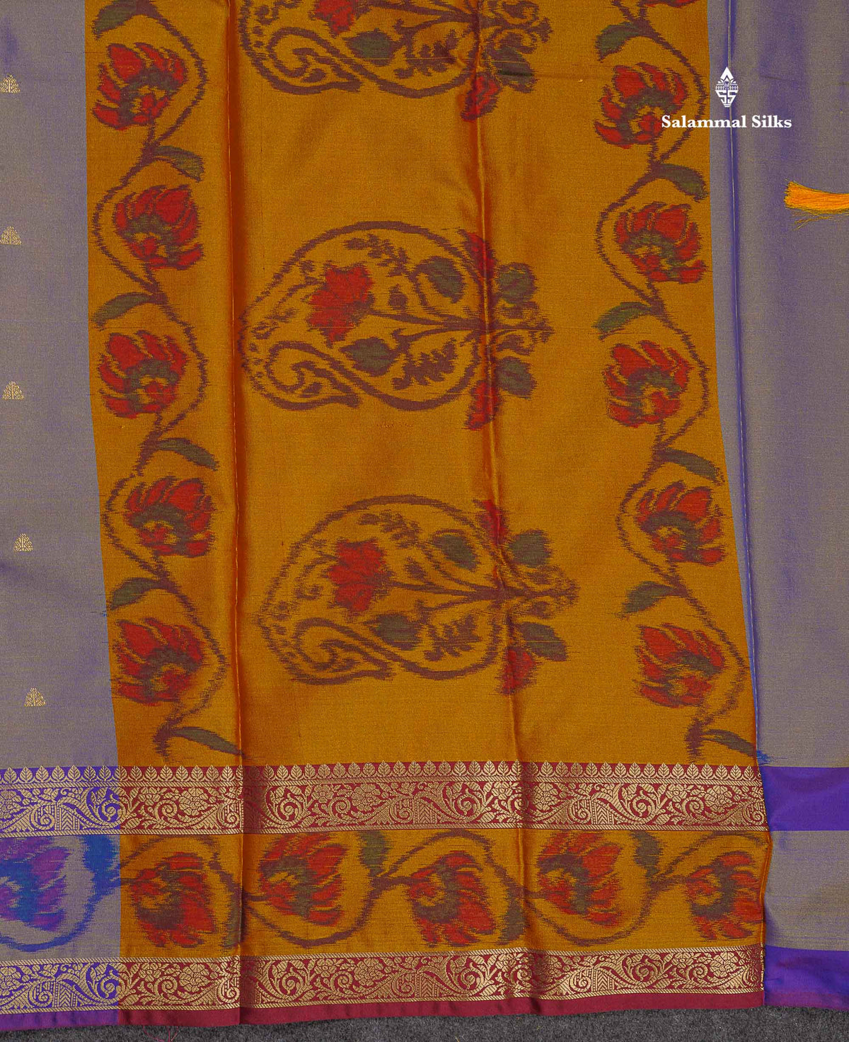 Semi Silk Saree - Dual Tone Blue Colour Body Zari Butta With Pochampally Fancy Border