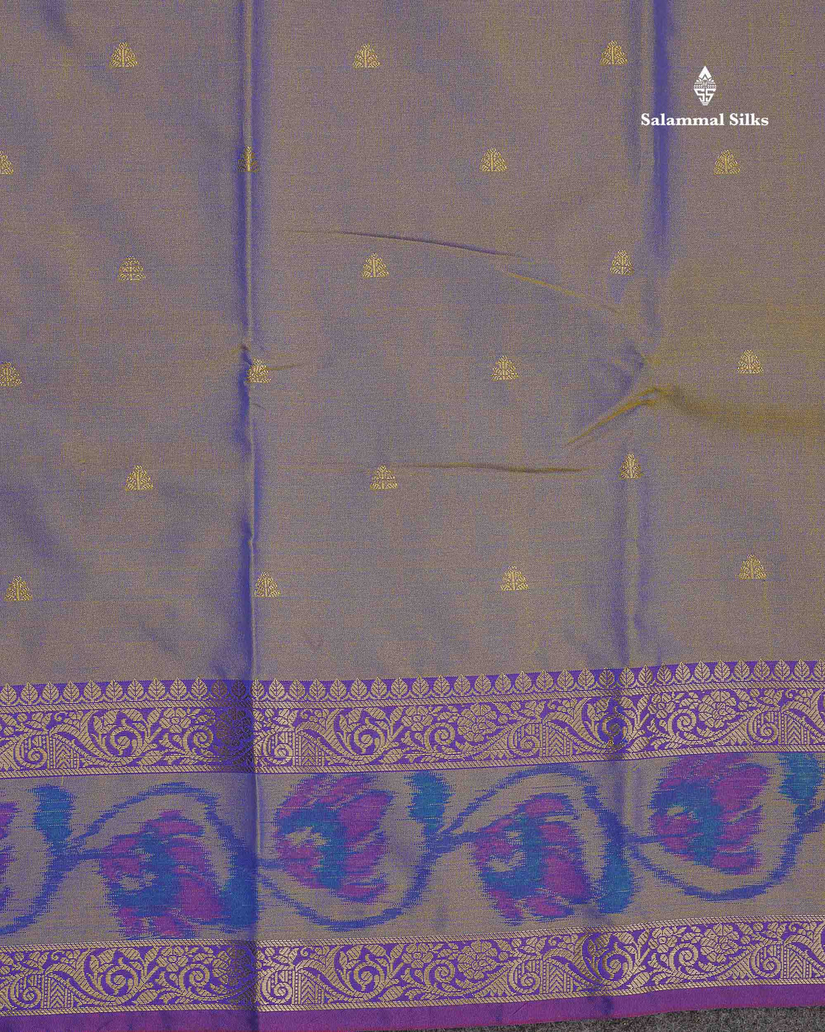 Semi Silk Saree - Dual Tone Blue Colour Body Zari Butta With Pochampally Fancy Border
