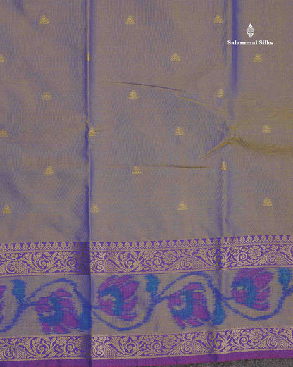 Semi Silk Saree - Dual Tone Blue Colour Body Zari Butta With Pochampally Fancy Border