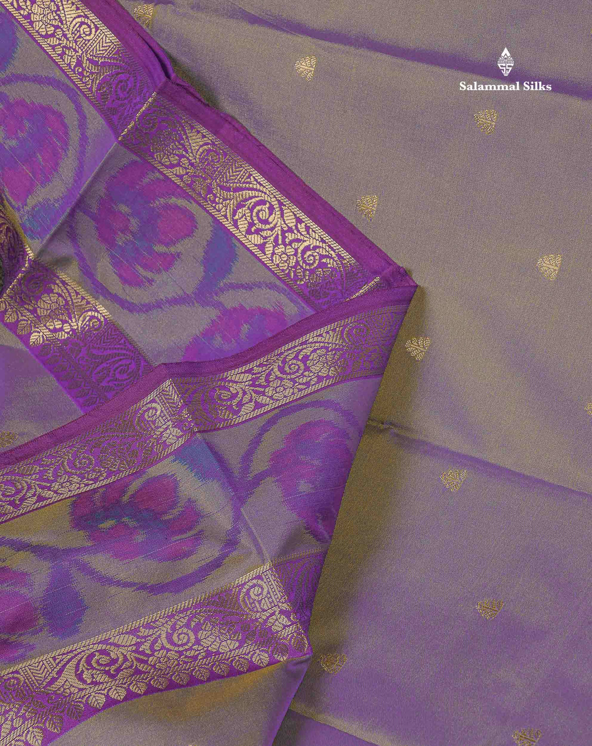 Semi Silk Saree - Dual Tone Blue Colour Body Zari Butta With Pochampally Fancy Border
