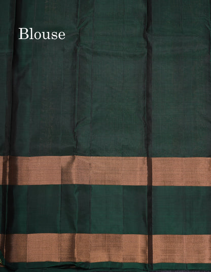Olive Mustard Yellow Pure Silk Mix Saree With Contrast Bottle Green Border
