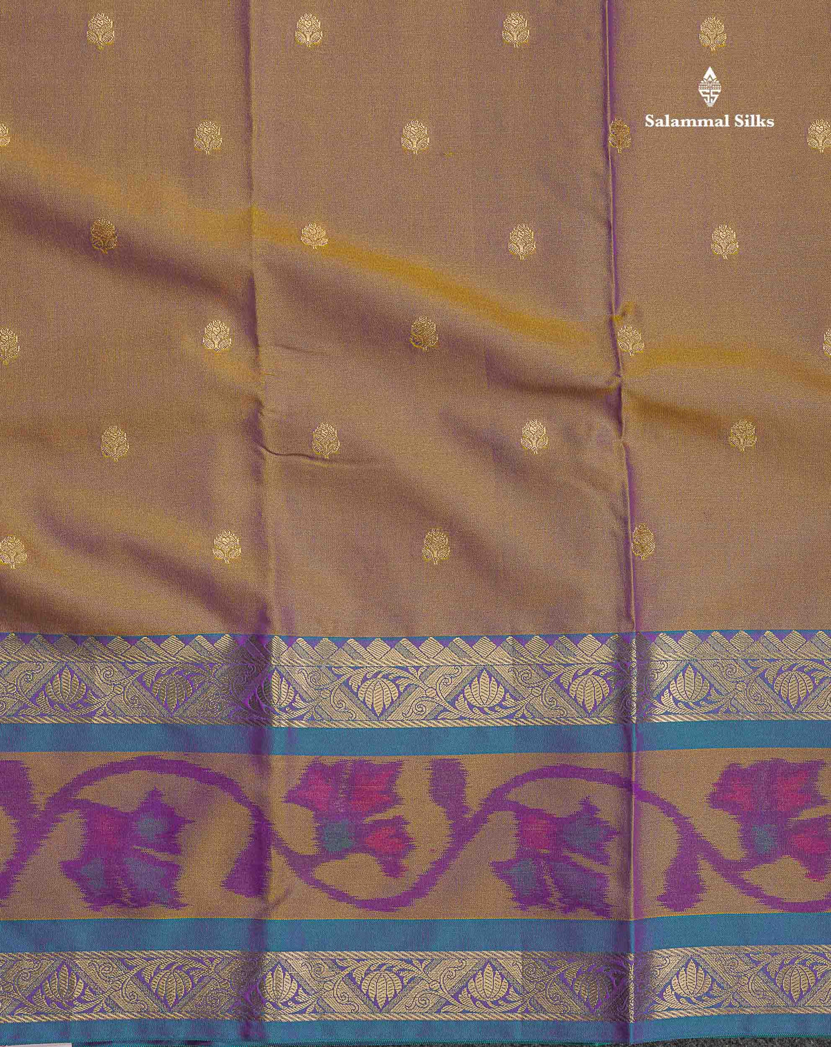 Semi Silk Saree - Sapphire Green Colour Body Zari Butta With Pochampally Fancy Border