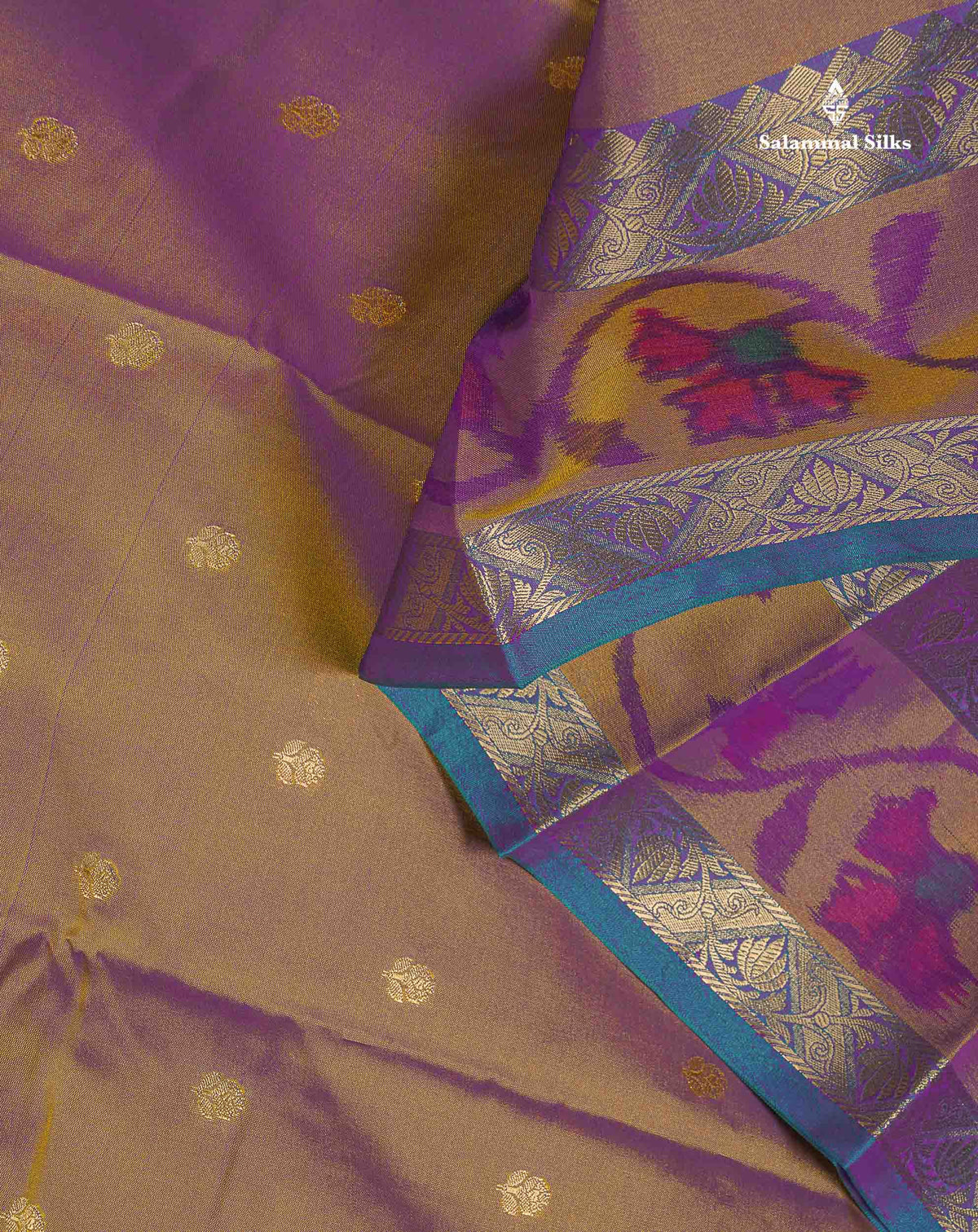 Semi Silk Saree - Sapphire Green Colour Body Zari Butta With Pochampally Fancy Border