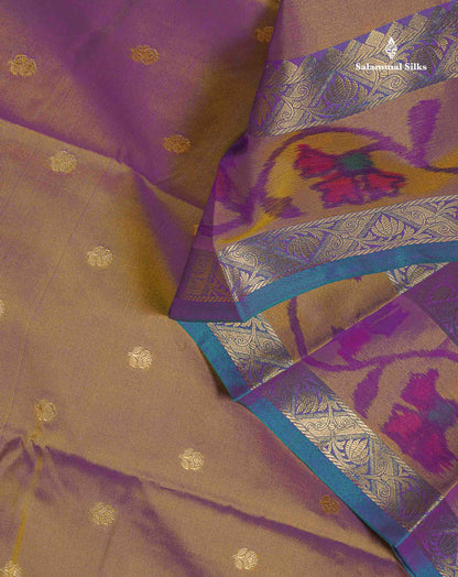 Semi Silk Saree - Sapphire Green Colour Body Zari Butta With Pochampally Fancy Border