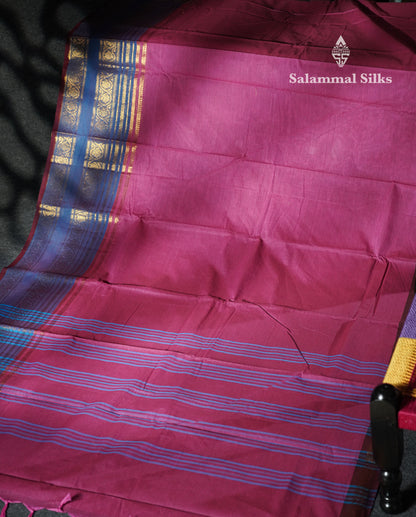 Beautiful Grey Plain Pure Chettinad Cotton Saree With Contrast Bottle Green Traditional Evening Morning Border