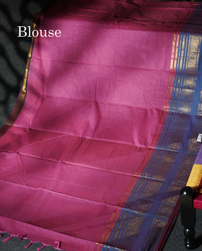 Beautiful Grey Plain Pure Chettinad Cotton Saree With Contrast Bottle Green Traditional Evening Morning Border