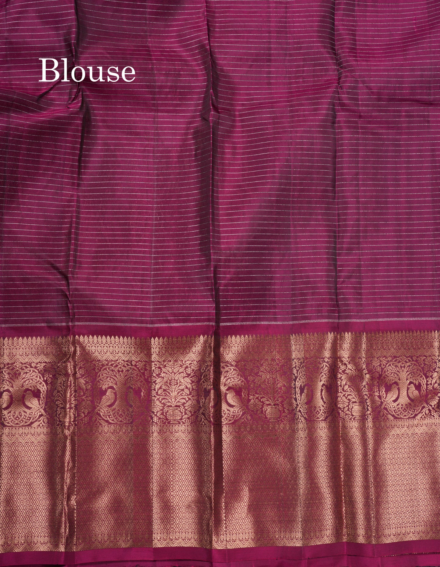 Violet Samll Checks Pure Silk Mix Saree With Contrast Magenta Long Border
