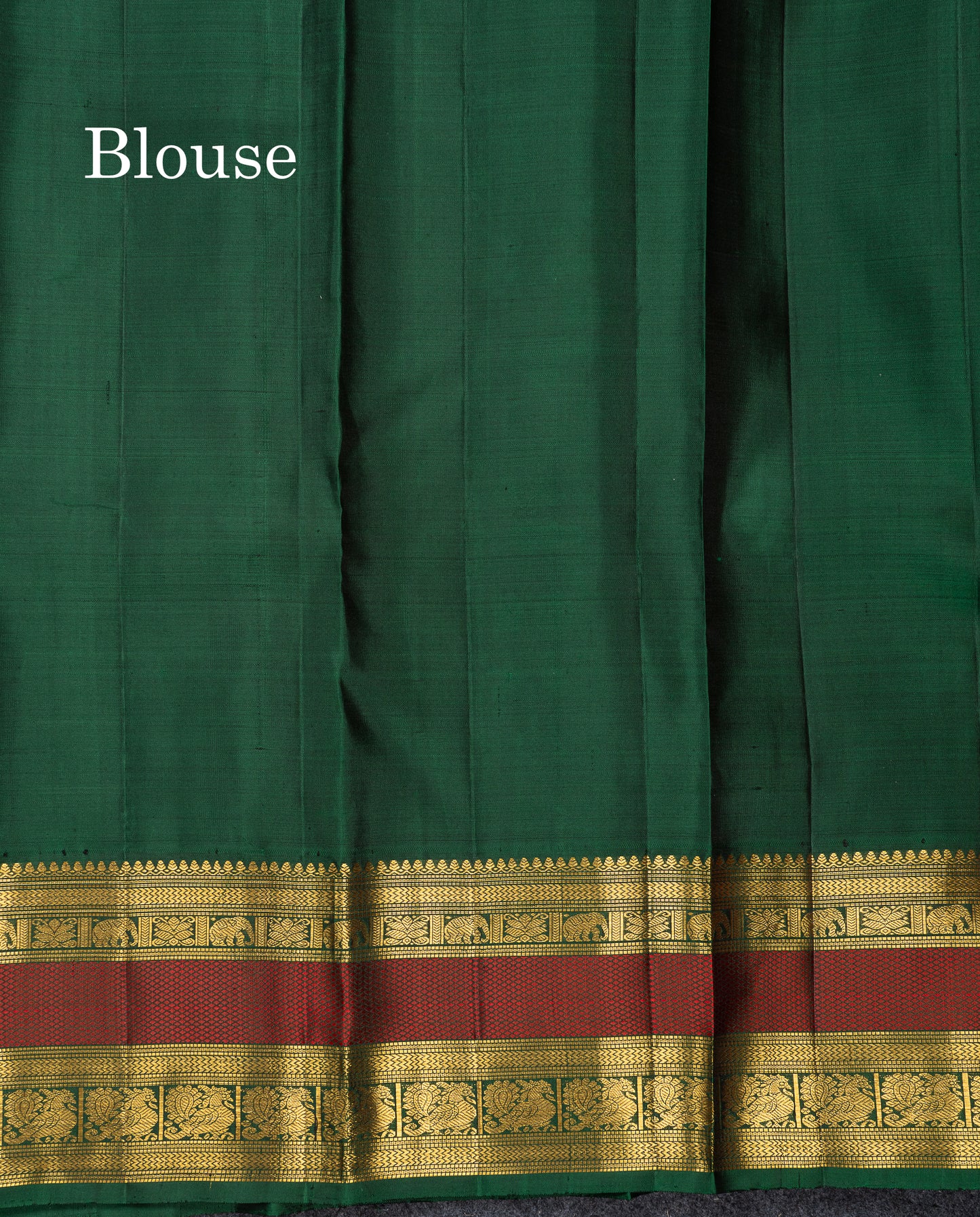 Beautiful Peach Checks Pure Kanjivaram Silk Saree With Contrast Bottle Green Traditional Double Border
