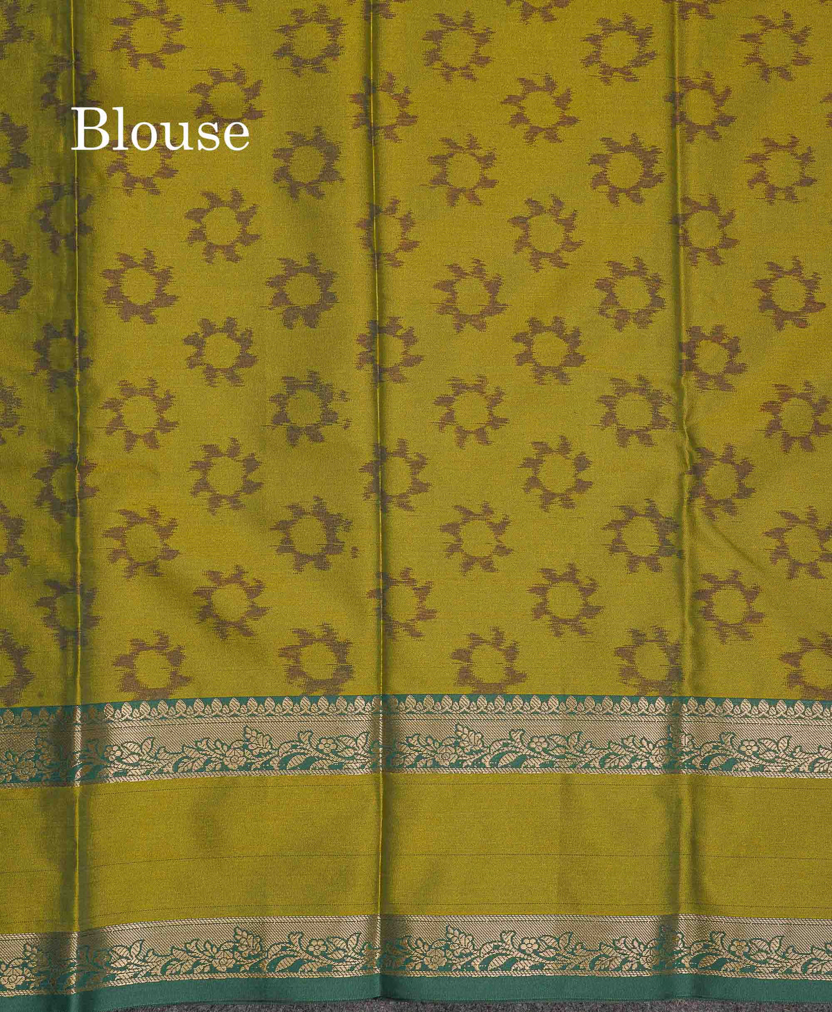 Semi Silk Saree - Olive Green Colour Body Zari Butta With Pochampally Fancy Border