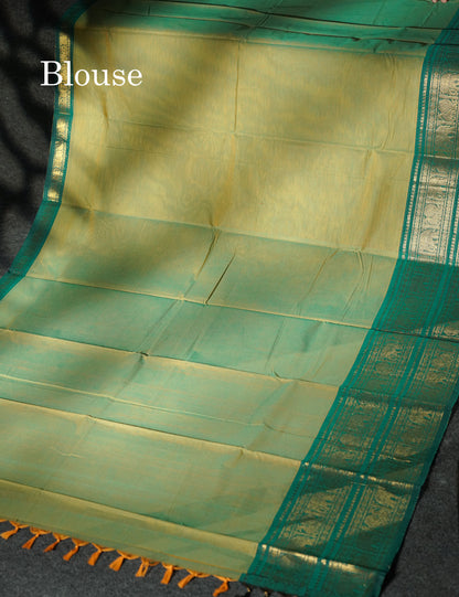 Beautiful Rust Orange Plain Pure Chettinad Cotton Saree With Contrast Dark Brown Traditional Evening Morning Border