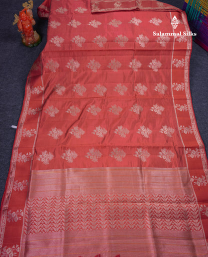 Beautiful Onion Pink Semi Raw Silk Saree With Fancy Border
