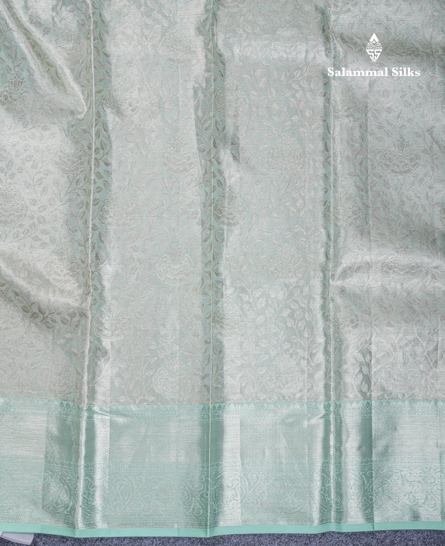 Light Parrot Green Tissue Bridal Pure Kanjivaram Silk Saree With Contrast Elaichi Green Border
